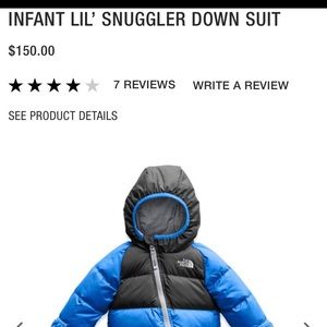 INFANT LIL’ SNUGGLER DOWN SUIT 3-6 months